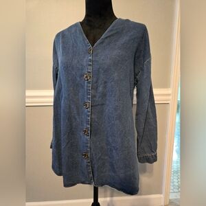 Soft surroundings SP denim colorless button down shirt